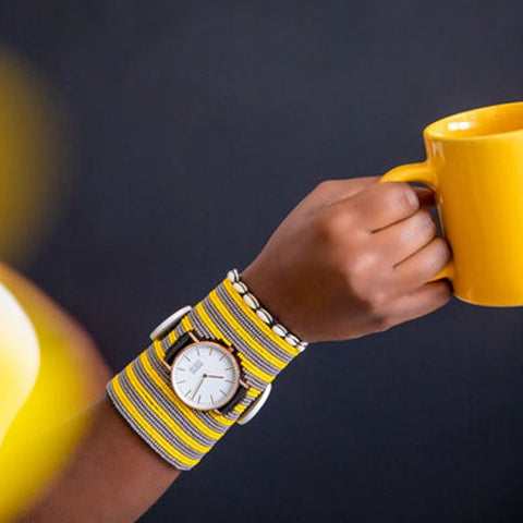 The Nomad Cuff Timepiece. A colorfully beaded, custom-fit, 4-inched cuff size watch.