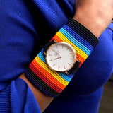 The Nomad Cuff Timepiece. A colorfully beaded, custom-fit, 4-inched cuff size watch.