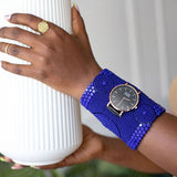 The Nomad Cuff Timepiece. A colorfully beaded, custom-fit, 4-inched cuff size watch.