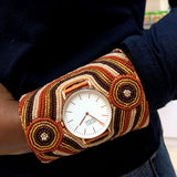 The Nomad Cuff Timepiece. A colorfully beaded, custom-fit, 4-inched cuff size watch.