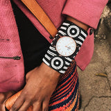 The Nomad Cuff Timepiece. A colorfully beaded, custom-fit, 4-inched cuff size watch.